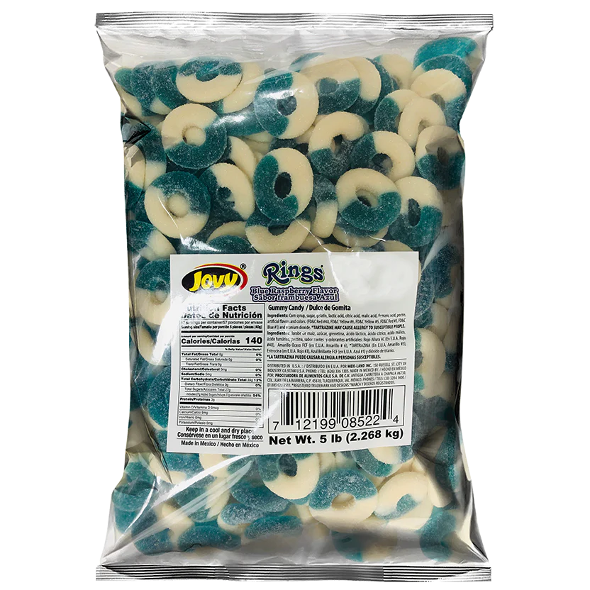 Jovy Blue Raspberry Gummi Rings 5lb