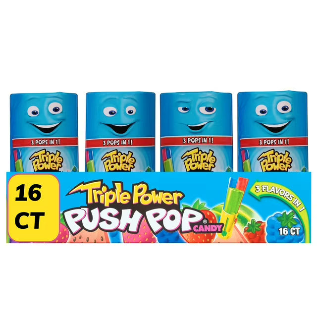 The Bazooka Company- Push Pops Triple Power 16ct