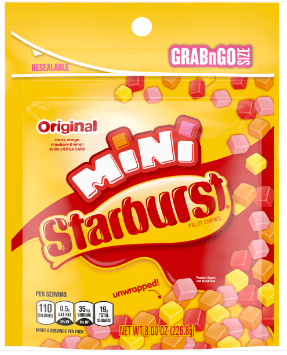 Starburst Minis Unwrapped Stand Up Bag 8oz 8ct - Royal Wholesale