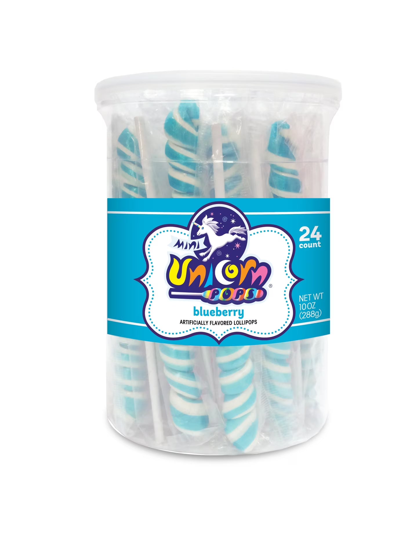Adams & Brooks Light Blue Mini Unicorn Pop jar 24ct