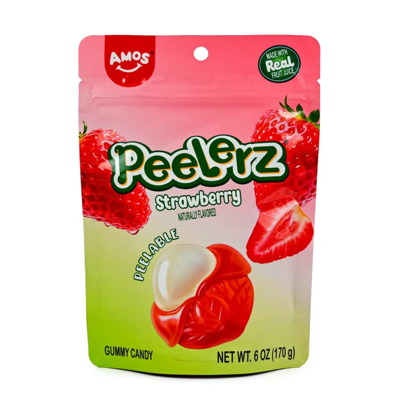 Amos Strawberry Gummy Peelerz 6oz 12ct Case
