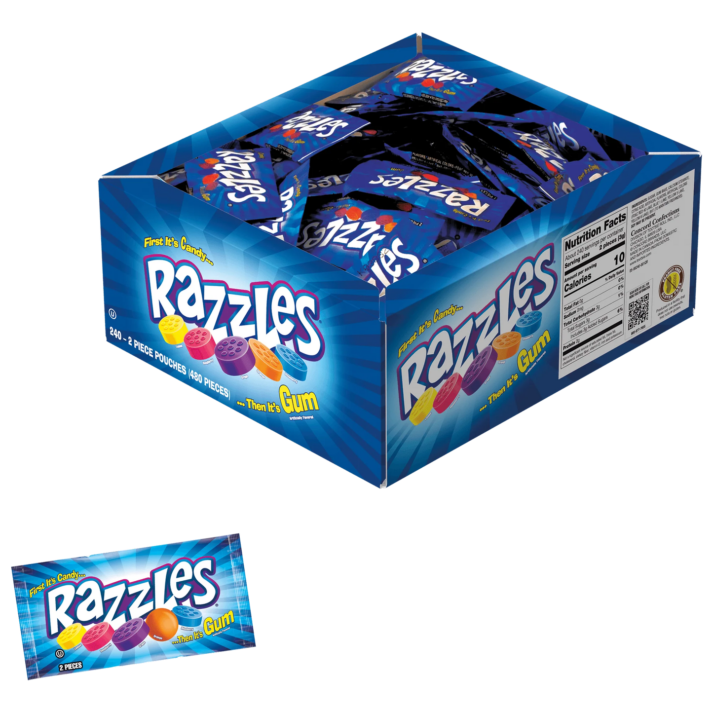 Razzles Retro Candy and Gum 2 Piece Packs 240ct