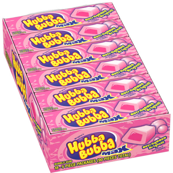Hubba Bubba Max Gum 5 pc Original 18ct