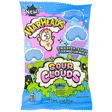 Warheads Sour Clouds Peg Bag Cotton Candy 3oz 12ct