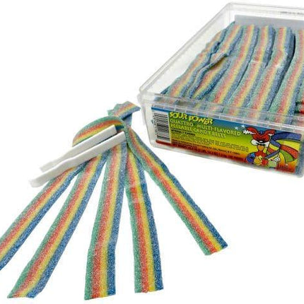Quattro Rainbow Sour Belts 150ct Tub - Royal Wholesale