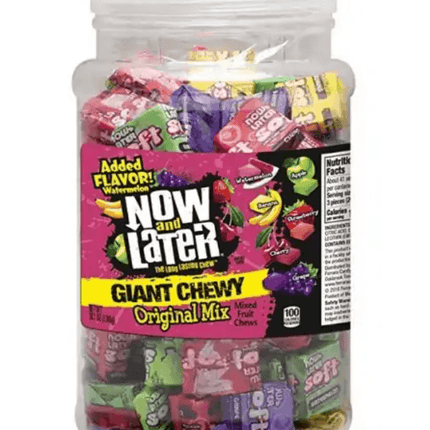 Now & Later Jars Giant Soft Assorted 120ct 38oz - Royal Wholesale