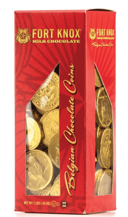 Fort Knox Tower Box Chocolate Gold Coins 6 - 1 lb case - Royal Wholesale