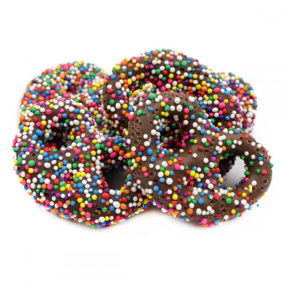 The Great Taste of Chocolate Covered Pretzels with Nonpareils