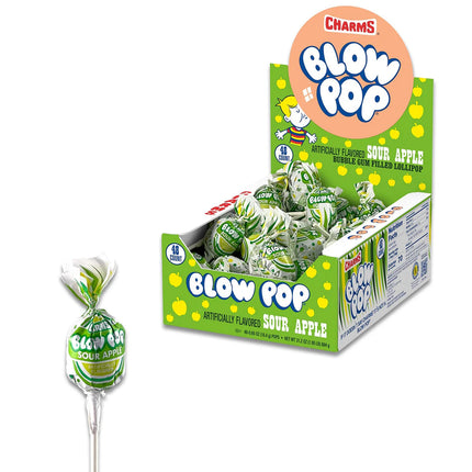 Charms Sour Apple Blow Pops 48ct