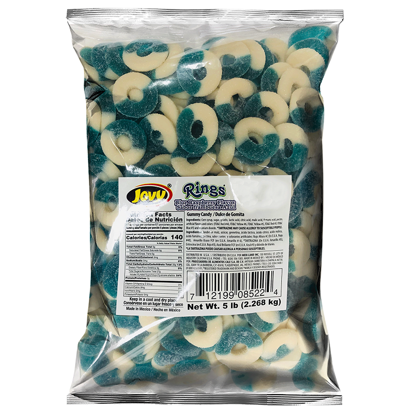 Jovy Blue Raspberry Gummi Rings 5lb
