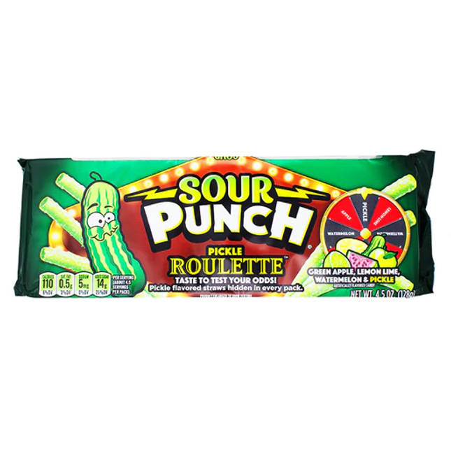 Sour Punch King Size Tray Pickle Roulette 4.5oz 12ct