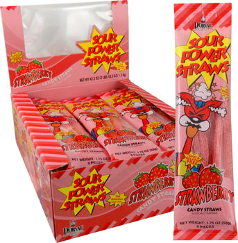 Dorval Sour Power Strawberry Sour Straws 24ct