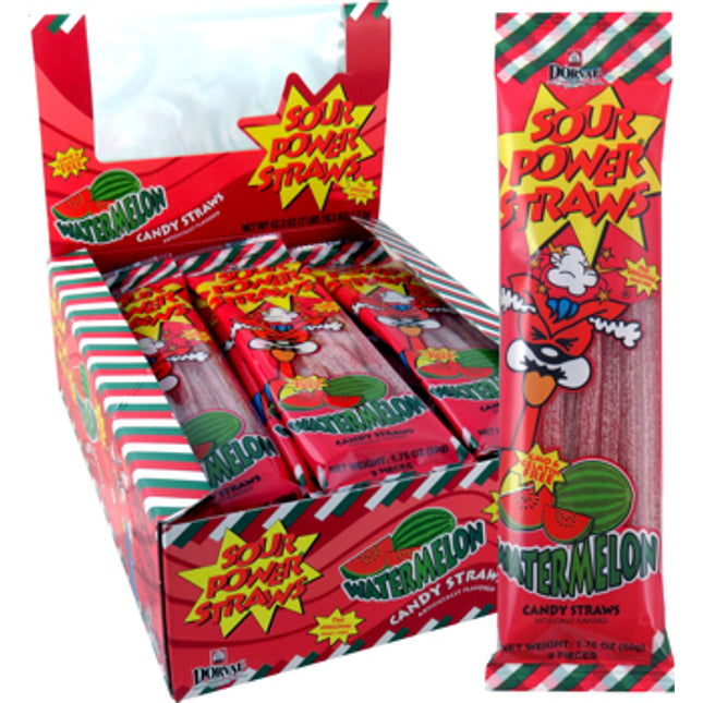 Dorval Sour Power Watermelon Sour Straws 24ct