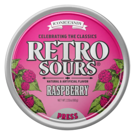 Iconic Retro Sours Raspberry Tin 8ct