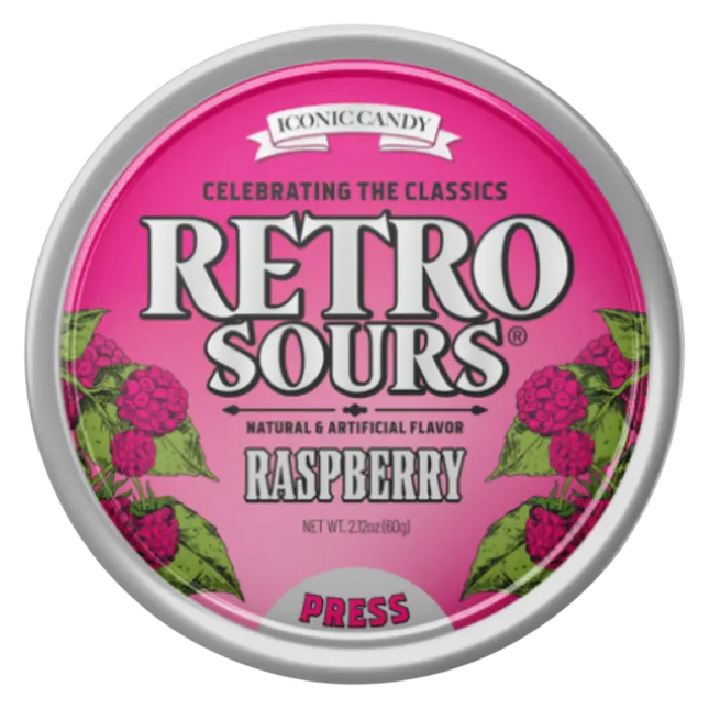 Iconic Retro Sours Raspberry Tin 8ct