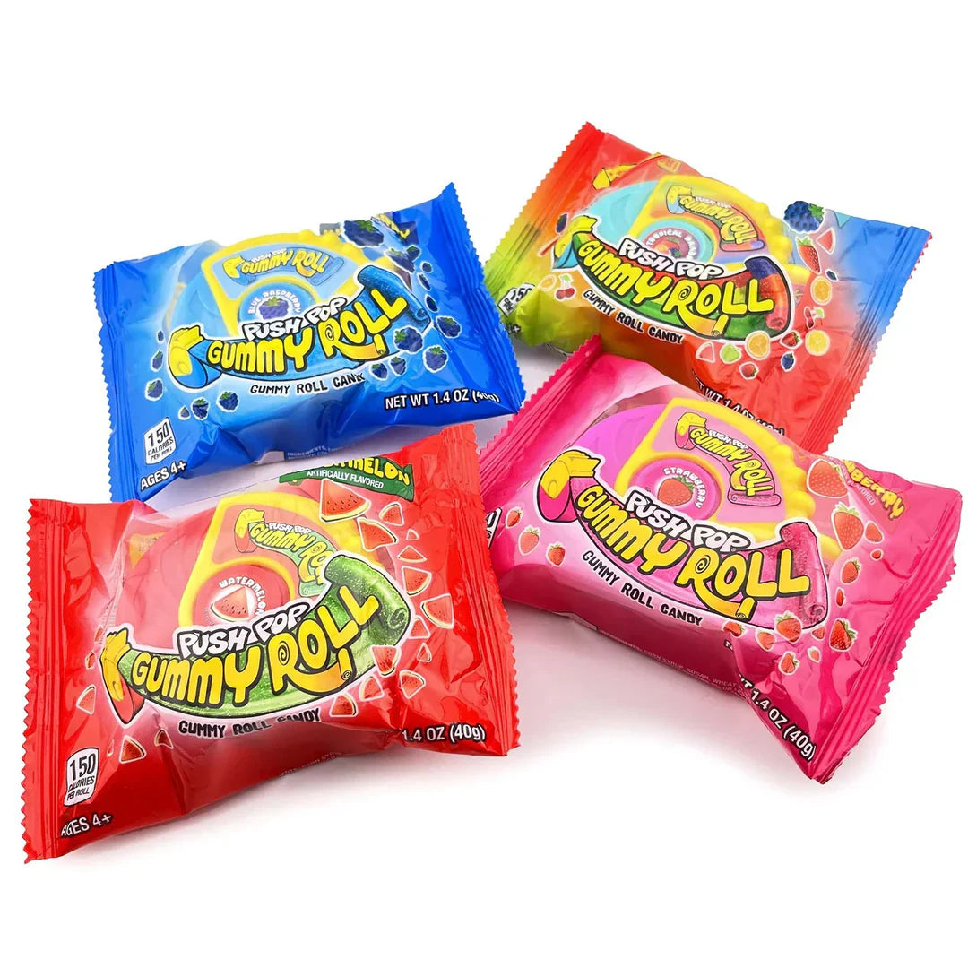 The Bazooka Company Push Pop Gummy Rolls 8ct