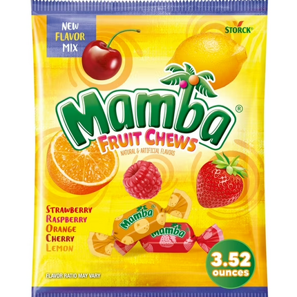 Mamba Fruit Chews 3.52oz Peg Bag 12ct