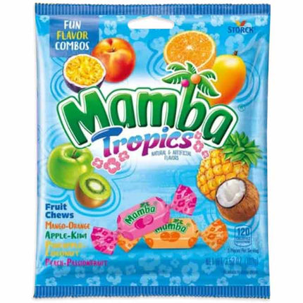 Mamba Tropics Fruit Chews 3.52oz Peg Bag 12ct