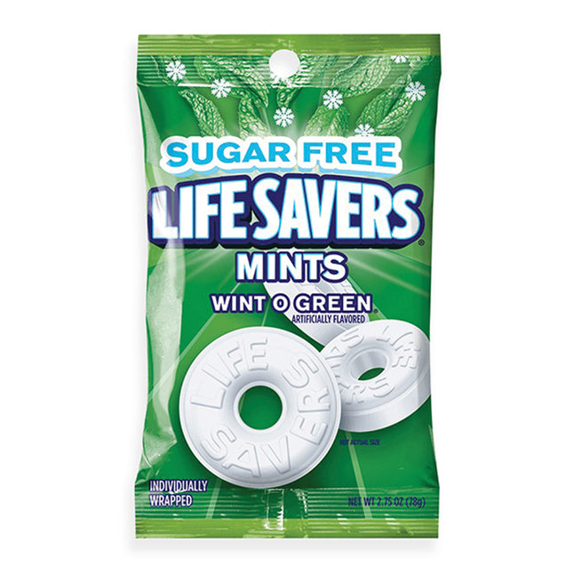 Lifesavers Peg Bag Mints Sugar Free Wint-O-Green 2.75oz 12ct