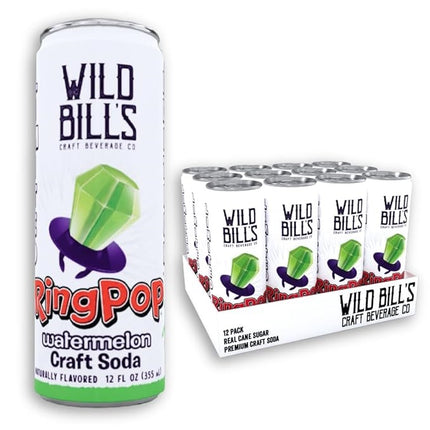 Wild Bill's Watermelon Ring Pop Soda 12oz Cans 12ct Case