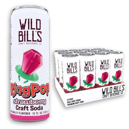 Wild Bill's Strawberry Ring Pop Soda 12oz Cans 12ct Case