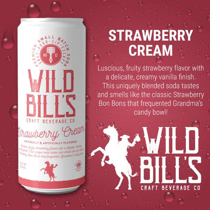 Wild Bill's Strawberry Cream Soda 12oz Cans 12ct Case