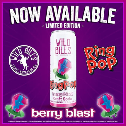 Wild Bill's Berry Blast Ring Pop Soda 12oz Cans 12ct Case