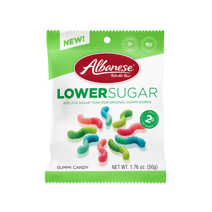 Albanese Lower Sugar Mini Gummi Worms 1.76oz 12ct Special Order