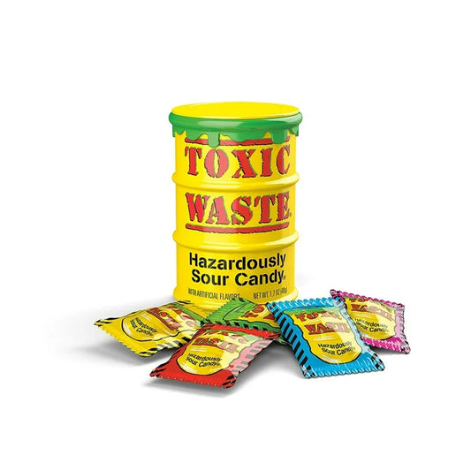 Toxic Waste Super Sour Candy 1.7oz Yellow Drums  12ct