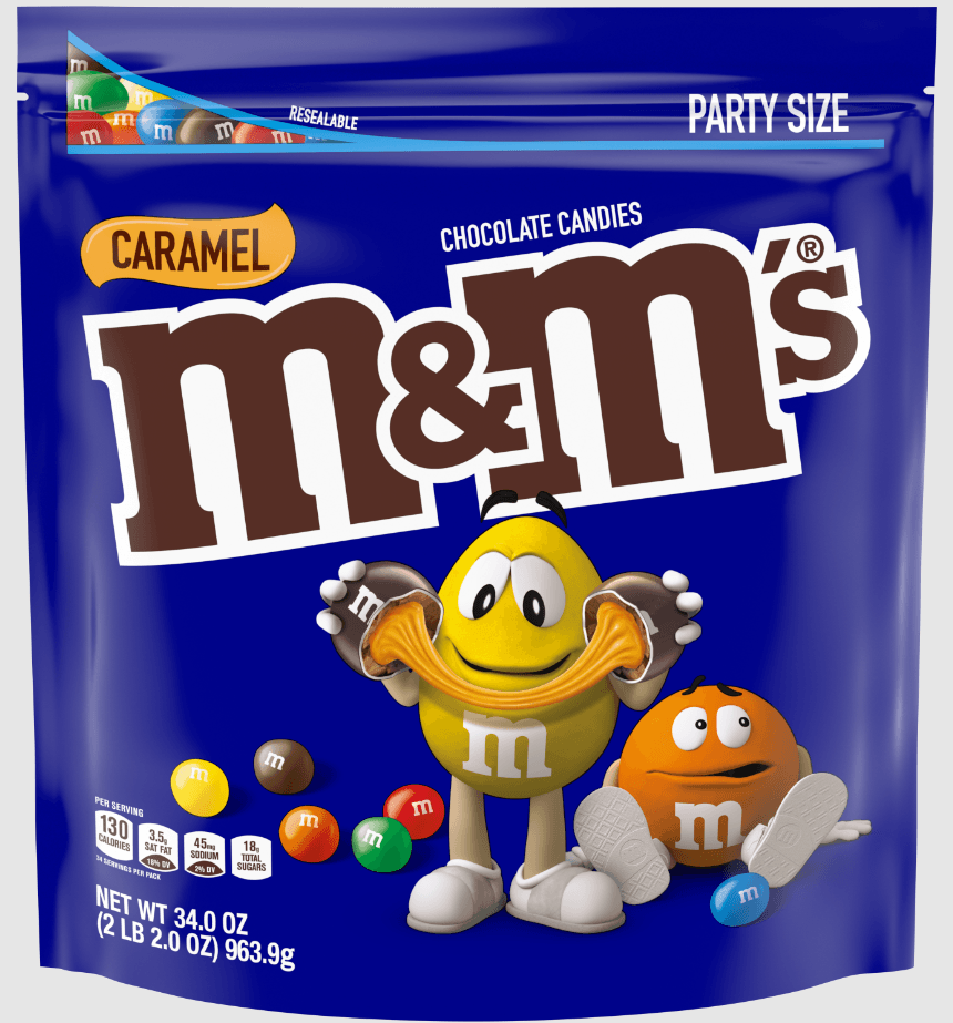 M & M Chocolate Candies, Caramel, Party Size - 38 oz