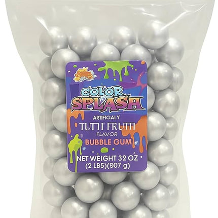 Alberts Bulk Color Splash Gumballs 1" Pearl Silver 2lb
