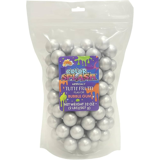 Alberts Bulk Color Splash Gumballs 1" Pearl Silver 2lb