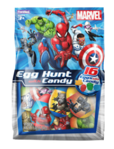 Frankford Marvel Plastic Eggs w/candy (16/bag) 6ct case Special Order