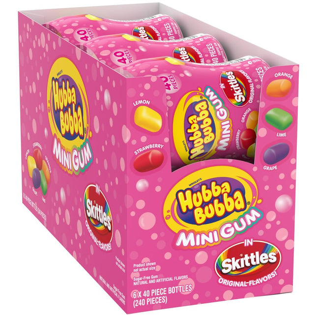 Hubba Bubba Sugar Free Skittles Gum Bottle 2.82oz 6ct
