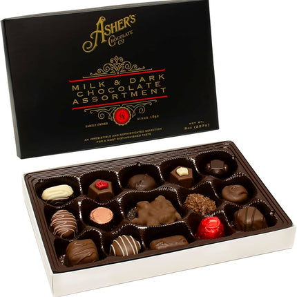 Asher 8oz Gourmet Milk And Dark Assorted Box Chocolate 12ct