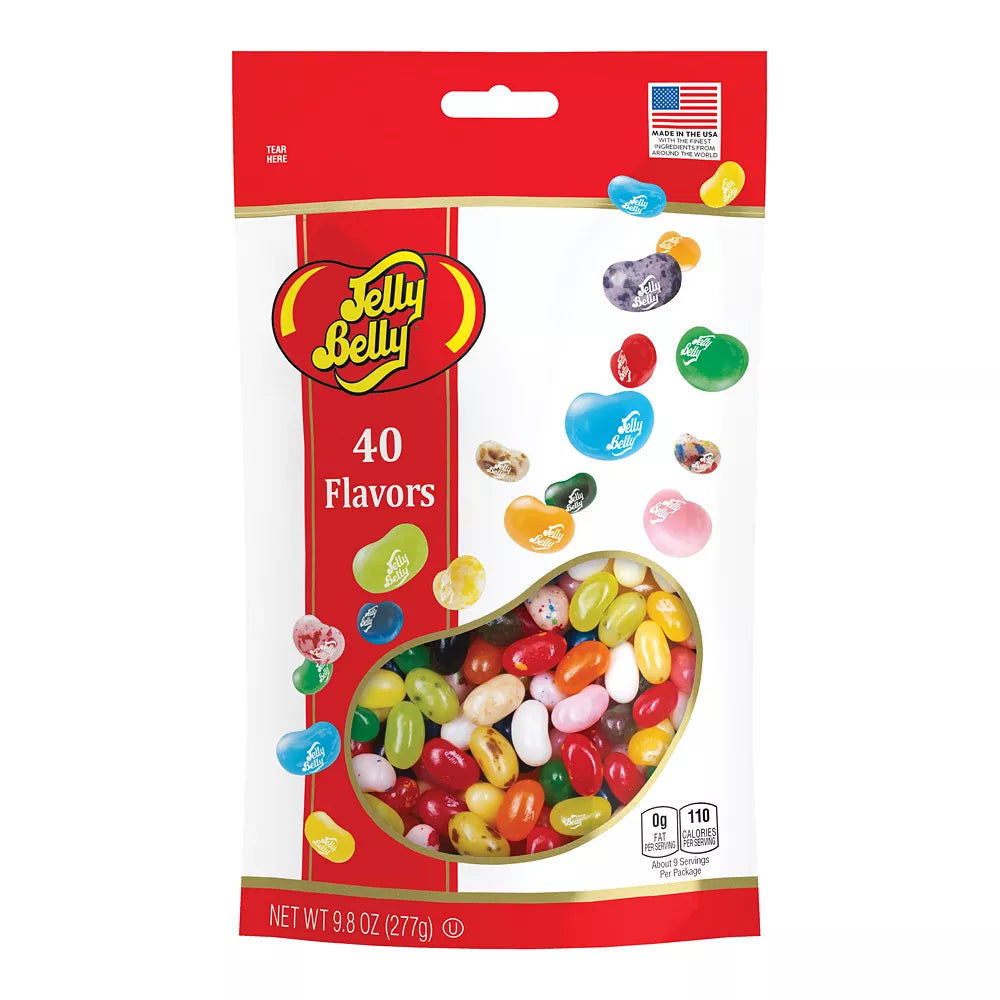 Jelly Belly 40 Flavors 9.8oz Pouch Bags12ct case NO ETA