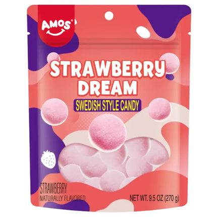Amos Swedish Style Candy Strawberry Dream 9.5oz 12ct