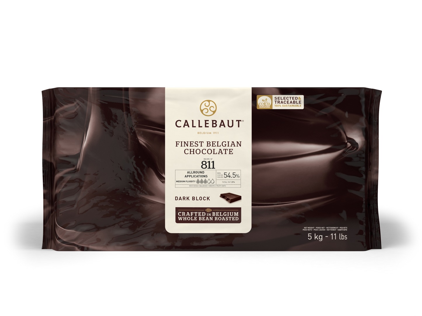 Barry Callebaut 811NV-132 Dark Couverture Blocks 54.5% Cacao Blocks 55lb