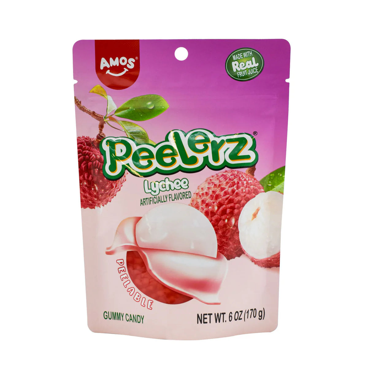 Amos Lychee Gummy Peelerz 6oz 12ct Case