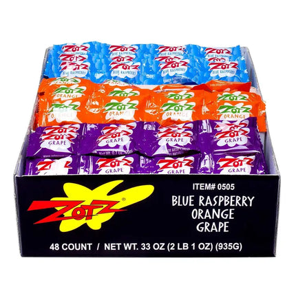 Zotz Blue Raspberry, Orange, Grape 48ct