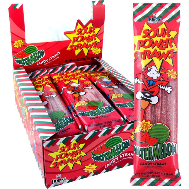 Dorval Sour Power Watermelon Sour Straws 24ct