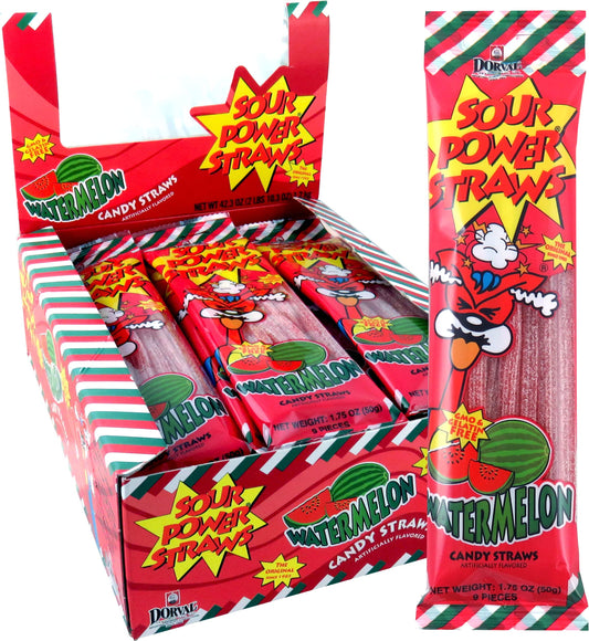 Dorval Sour Power Watermelon Sour Straws 24ct