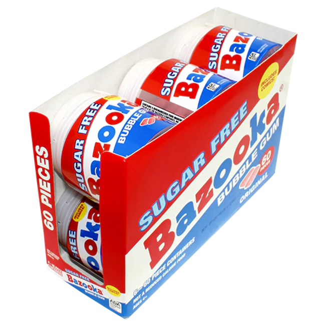 Bazooka To Go Cup 60pc Sugar Free Original 6ct