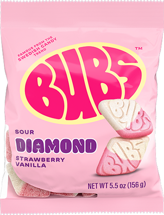 Bubs Sour Diamond Strawberry Vanilla 5.5oz 8ct