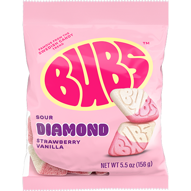 Bubs Sour Diamond Strawberry Vanilla 5.5oz 8ct