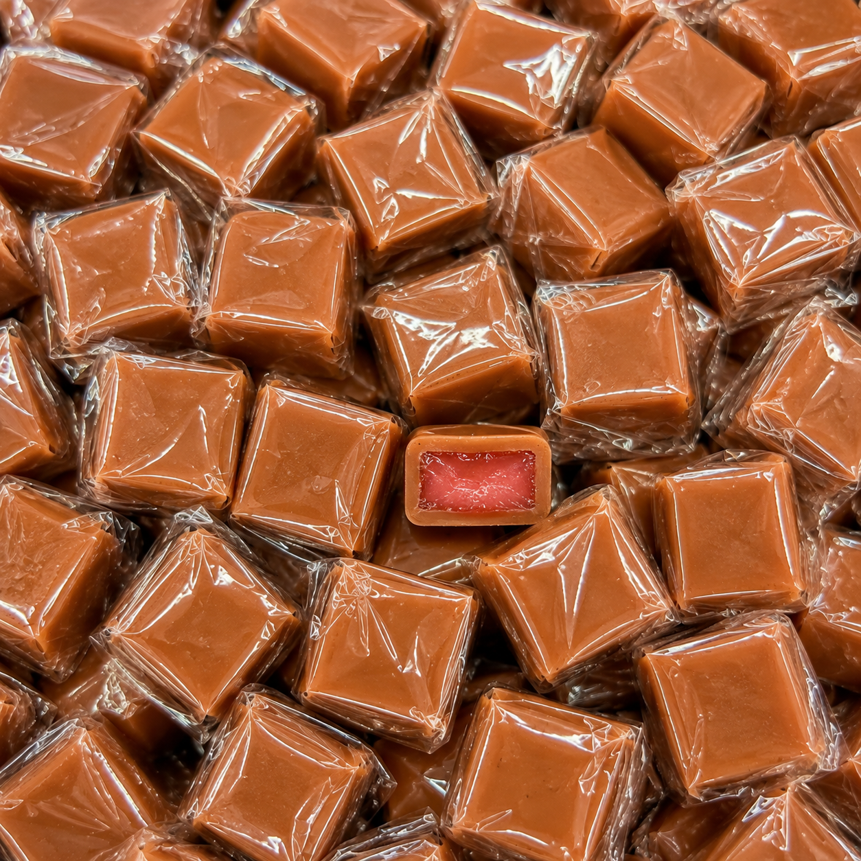 Strawberry Filled Caramels Wrapped 5lb