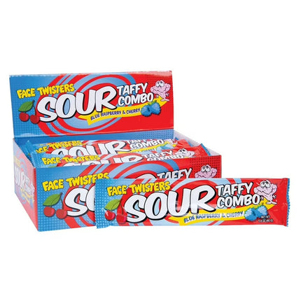 Face Twisters Blue Rasp/Cherry Sour Taffy Combo 24ct
