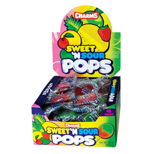 Charms Sweet And Sour Flat Pops 48ct