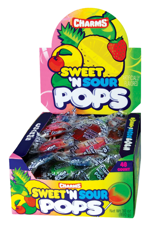 Charms Sweet And Sour Flat Pops 48ct