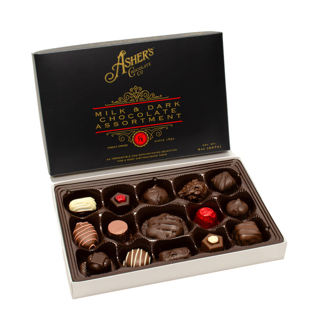 Asher 8oz Gourmet Milk And Dark Assorted Box Chocolate 12ct